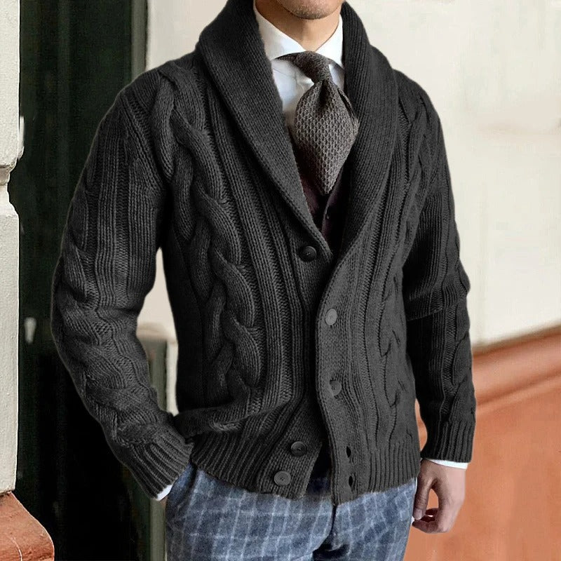 Cardigan Homme Chaud Torsades Hiver