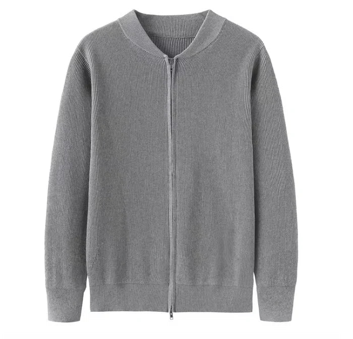 Gilet en maille pour homme, doux, manches longues, fermeture éclair