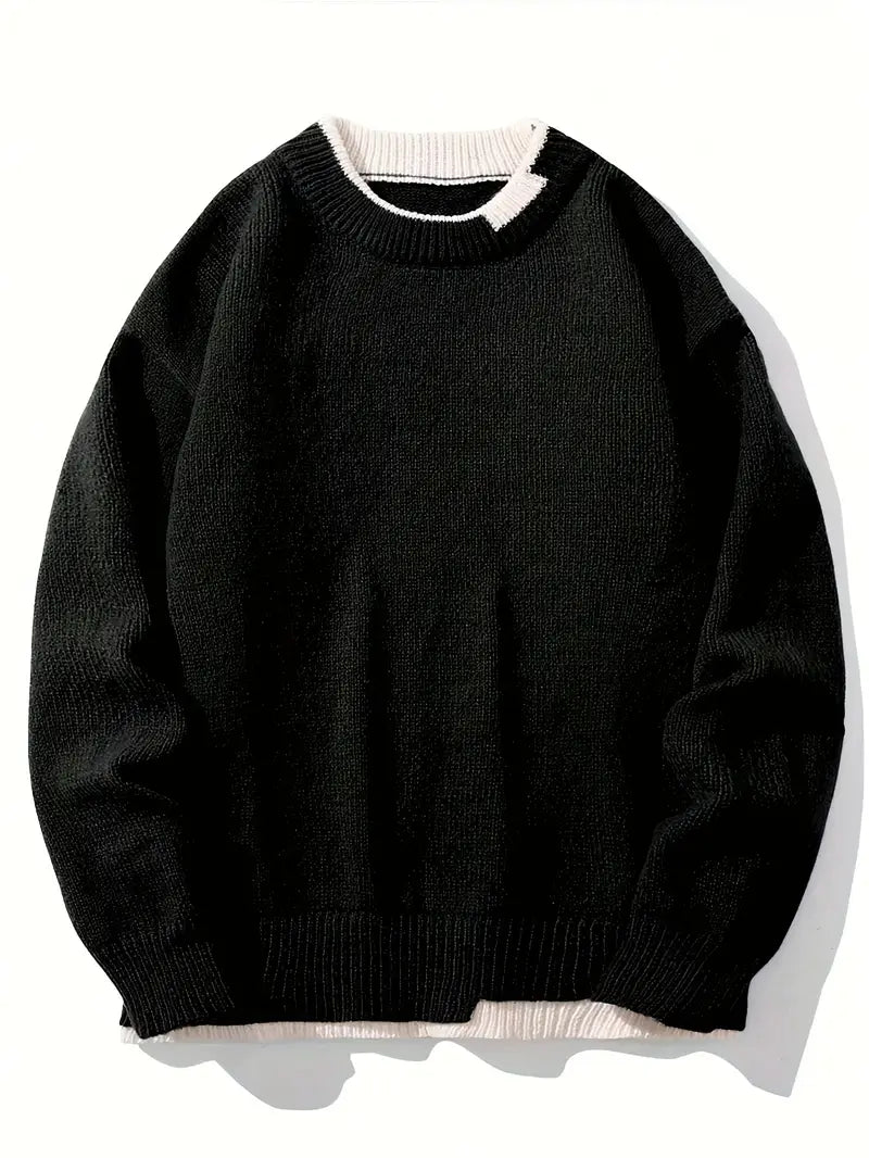 Pull-over confortable à col rond pour homme
