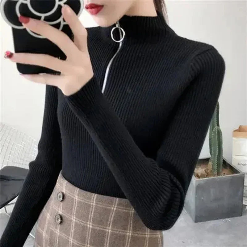 Robe élégante pour femme, fermeture éclair, col en V