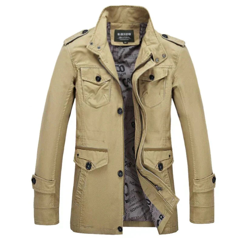 Trench-coat homme ajusté avec fermeture éclair