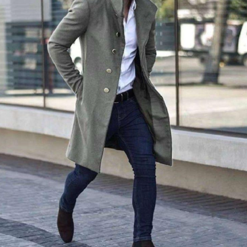 Trench-coat mi-long homme élégant hiver