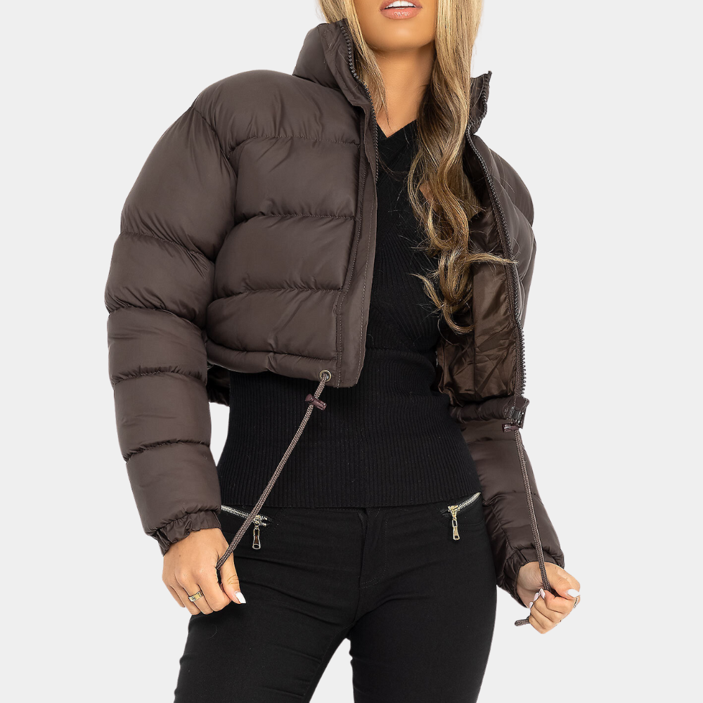 Doudoune courte pour femme à col montant