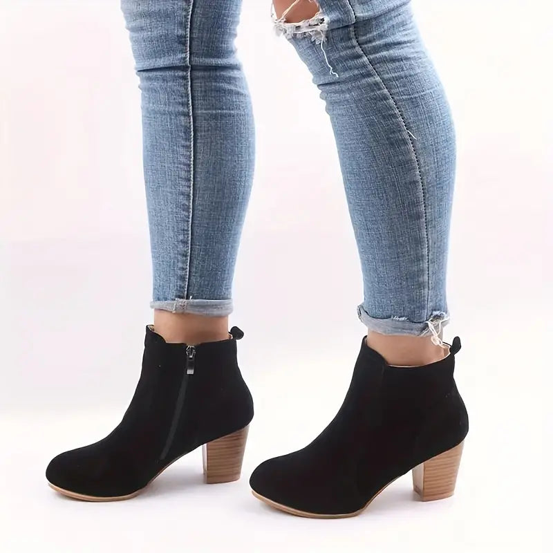 Bottines Femme Talons Hauts Fermeture Éclair Latérale