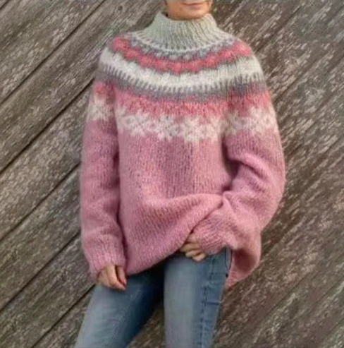 Pull d'hiver douillet tricoté de style nordique