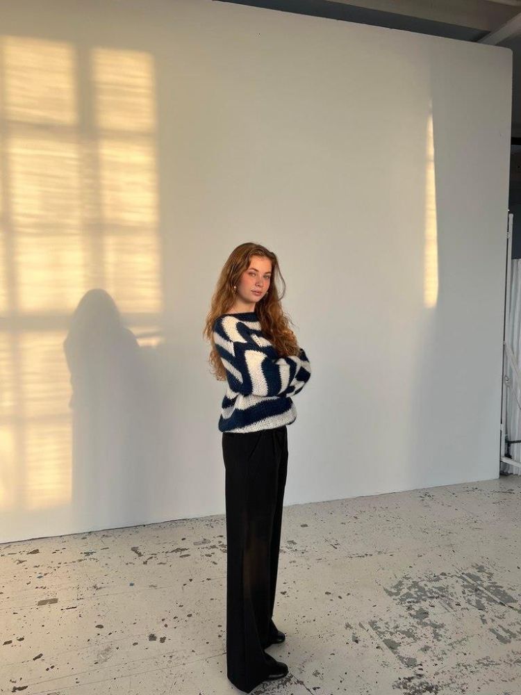 Übergroßer Strickpullover Rundhals Weite Passform - IdealeKleiden