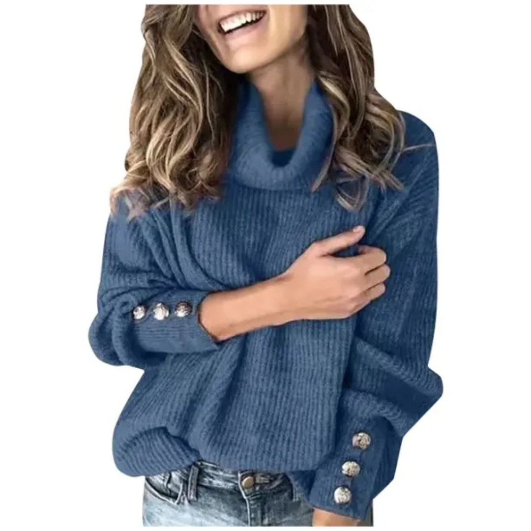 Vêtements chics pour femmes | Pull col roulé Poignets à boutons