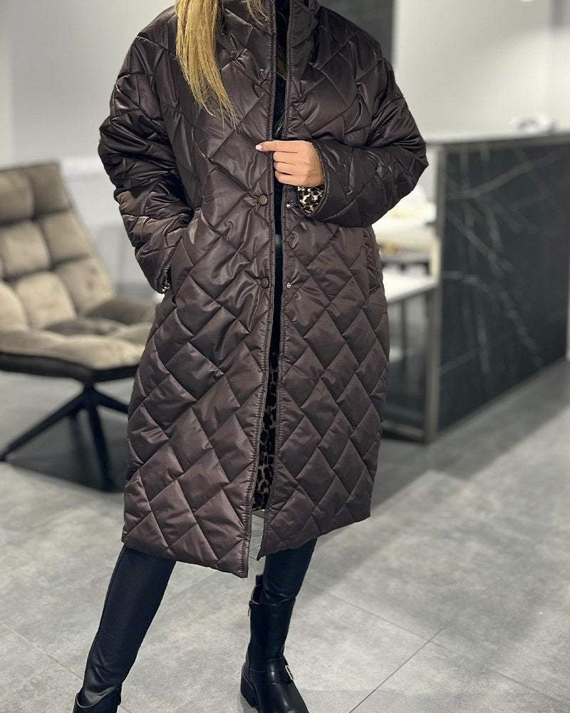 Manteau mi-long en coton confortable coupe décontractée