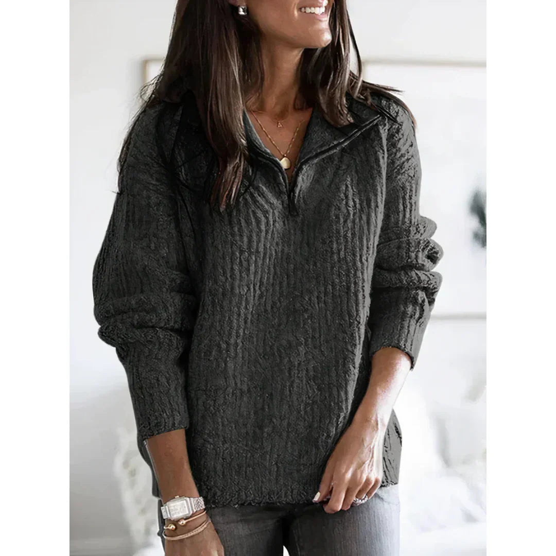 Pull d'hiver douillet pour femme avec demi-zip