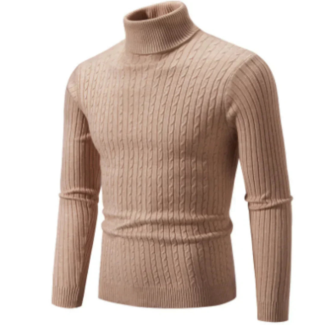 Pull en tricot pour homme, col roulé, chaud, hiver