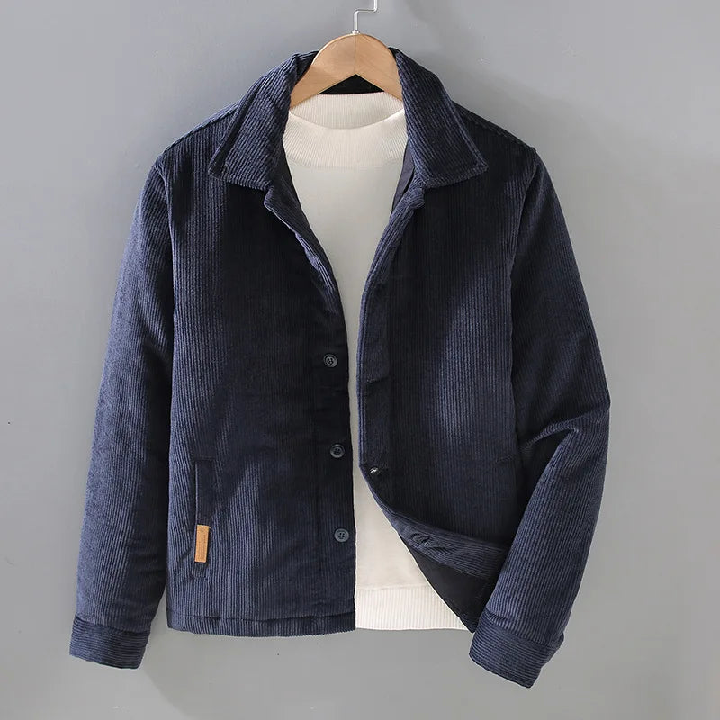 Veste homme en velours côtelé style rétro doublée