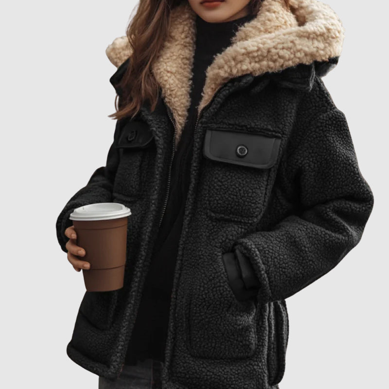 Manteau d'hiver en Sherpa doublé chaud pour femmes