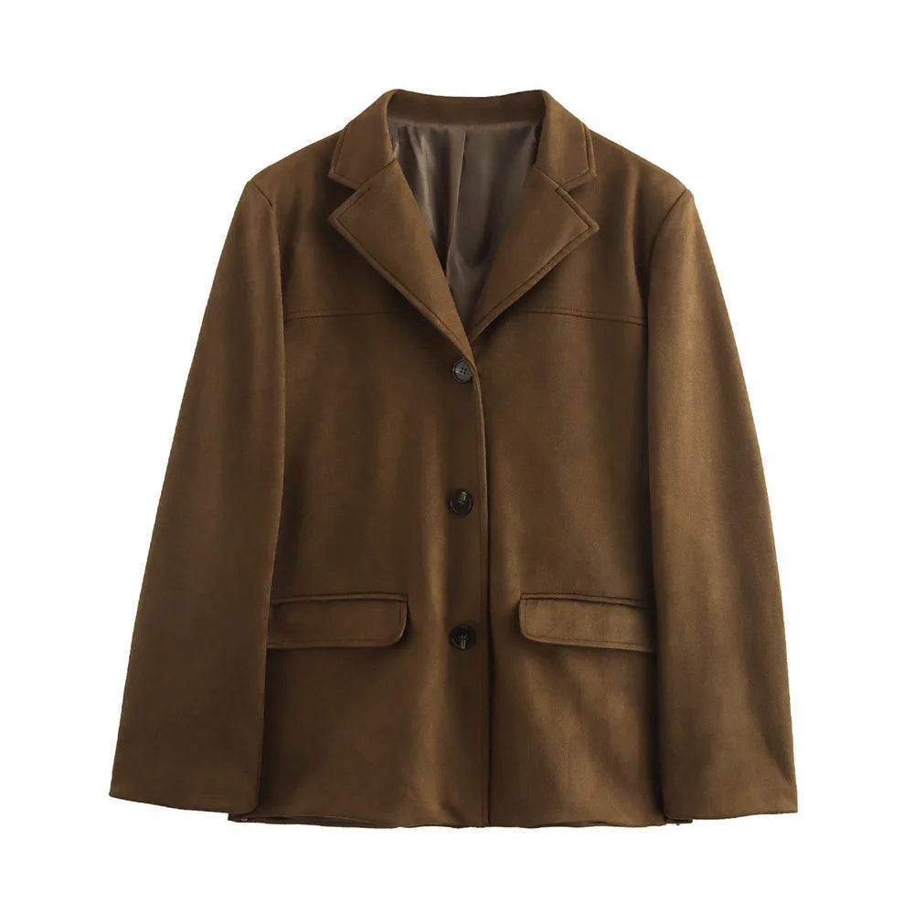 Veste en cuir élégante marron - Daim de haute qualité pour l'automne