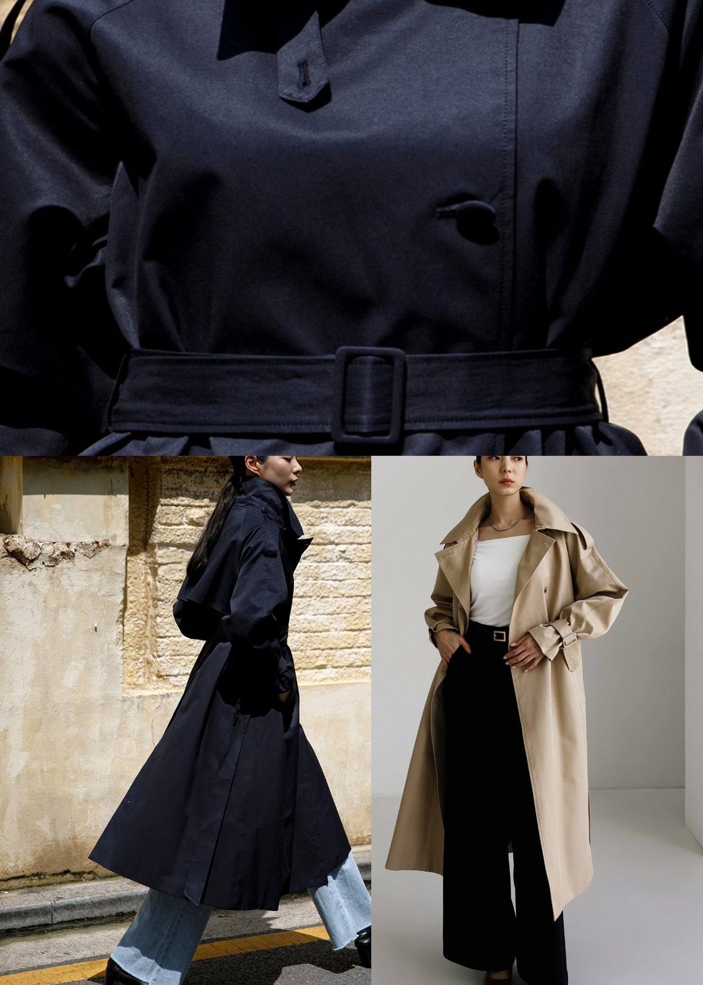 Trench-coat stylé pour femme avec col cape et poches latérales