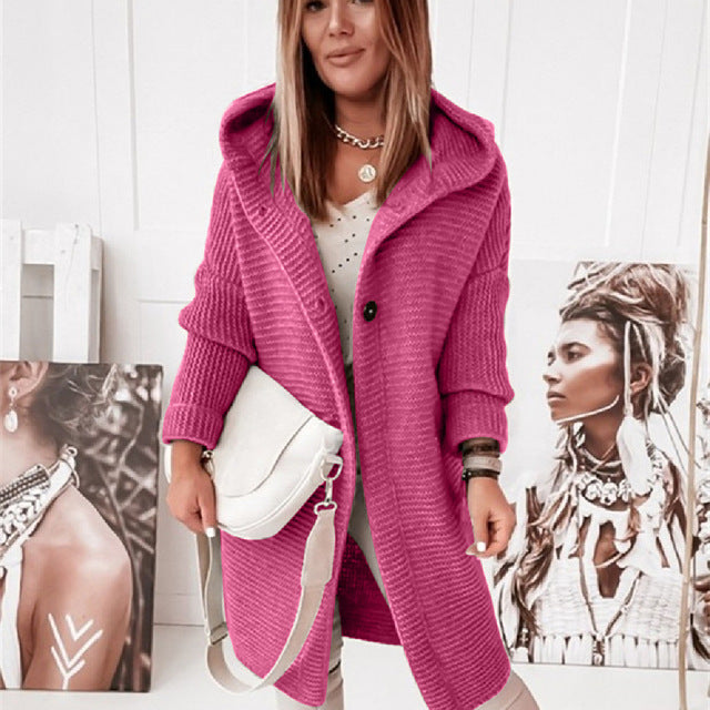 Veste d'hiver douillette Cardigan à manches longues avec boutons