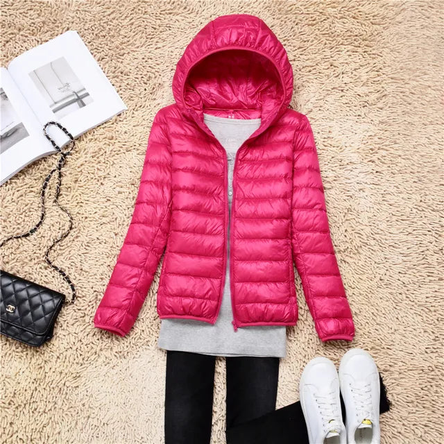Doudoune chaude, capuche, fermeture éclair, imperméable