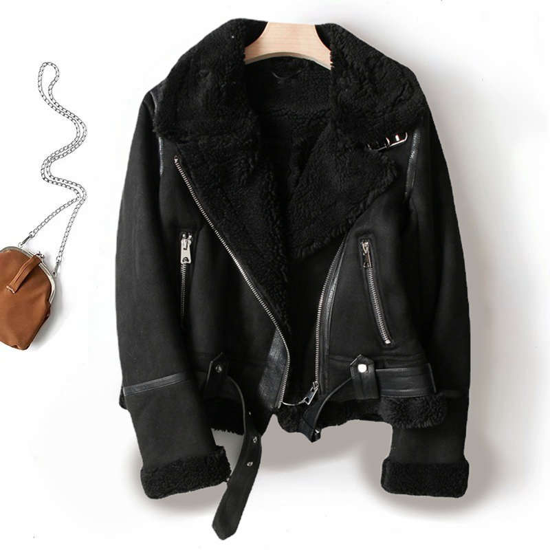 Blouson en cuir style motard asymétrique