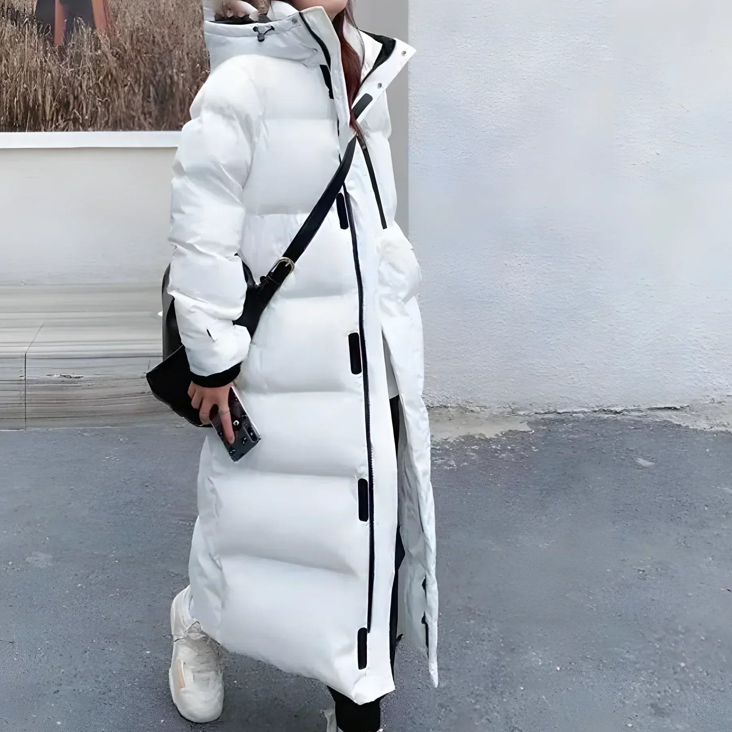 Manteau d'hiver long à capuche pour femme