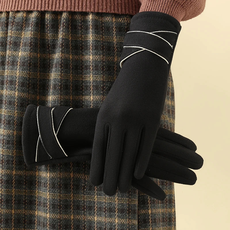 Gants souples en velours pour femme