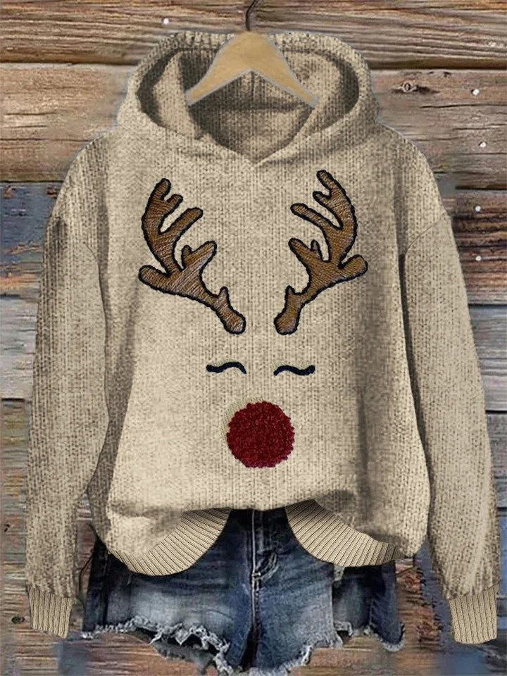 Weihnachts-Pullover Rentier Lockere Passform - IdealeKleiden