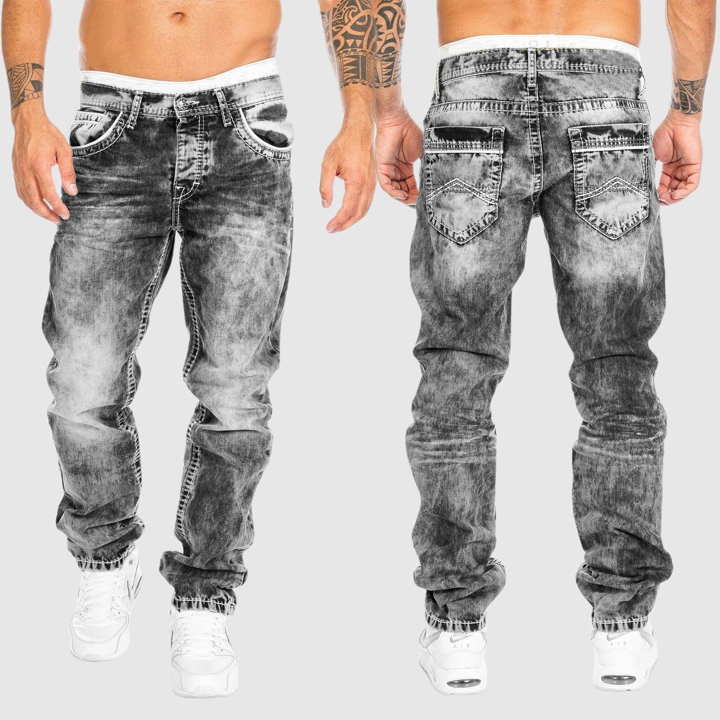Jeans confortable homme Coupe Large Délavé