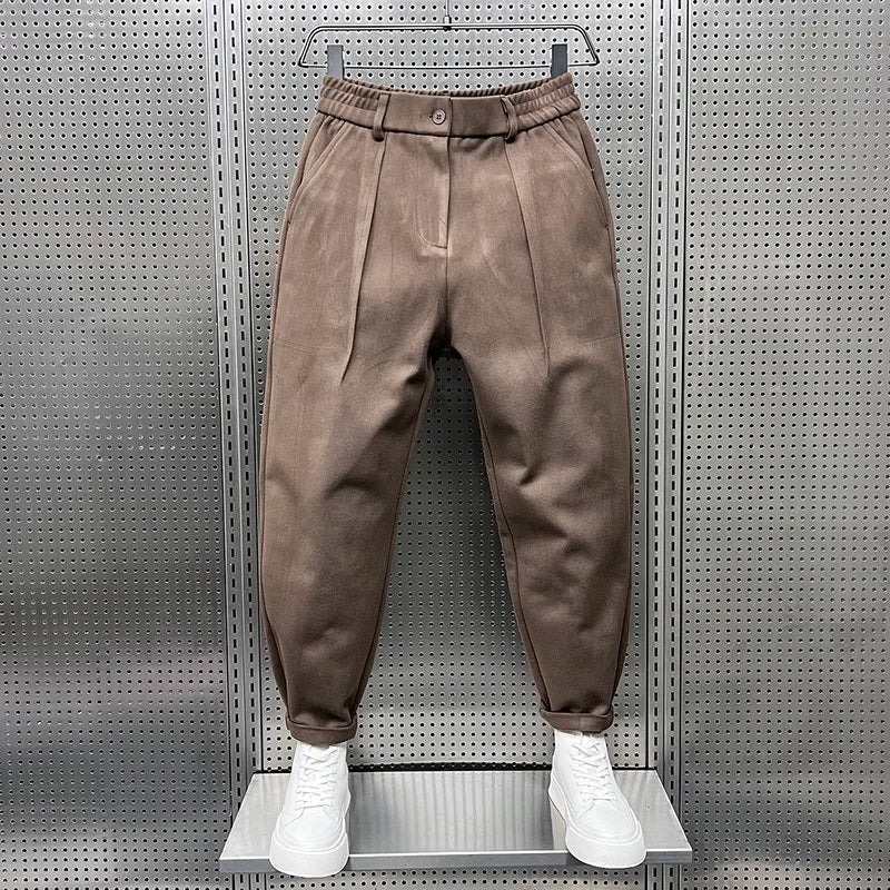 Pantalon homme Jambe large Plissé Mélange de laine