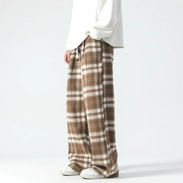 Pantalons à carreaux confortables pour hommes coupe décontractée