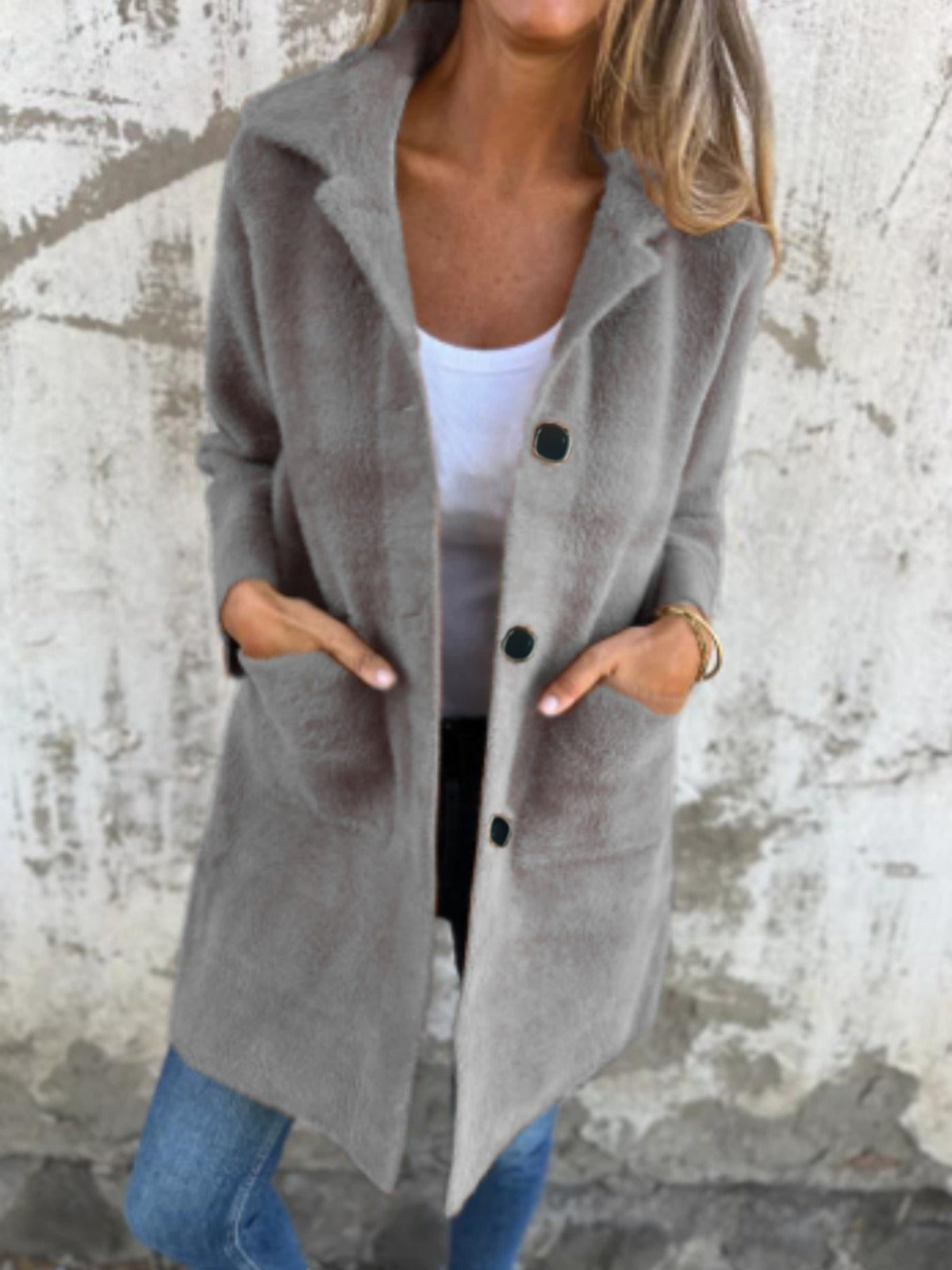 Longue veste femme moderne boutons