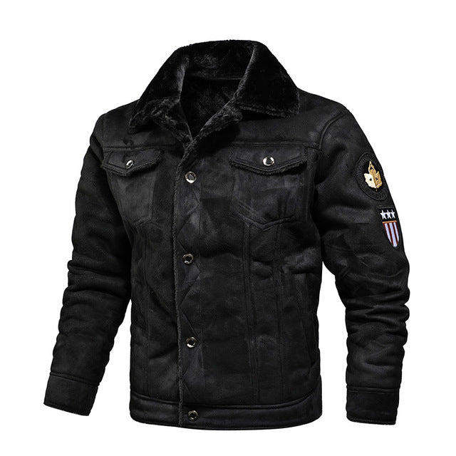 Blouson Cuir Homme Hiver Chaud Doublure Sherpa