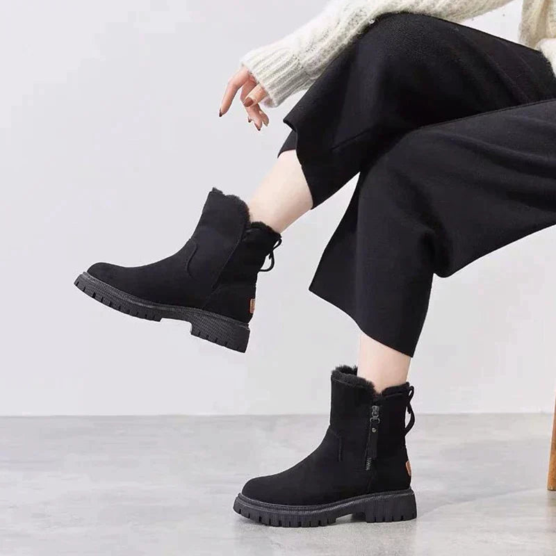 Bottes doublées chaudes à fermeture éclair pour femme
