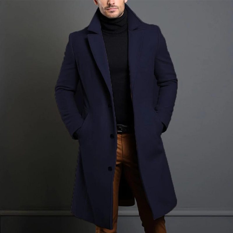 Manteau d'hiver long en laine élégant pour homme