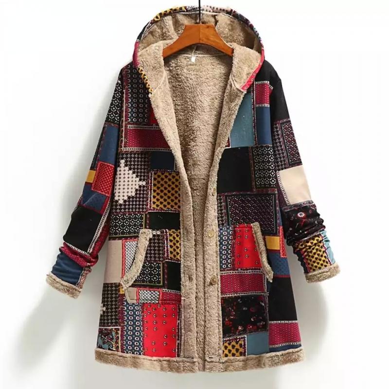 Veste polaire épaisse et chaude imprimée pour femme