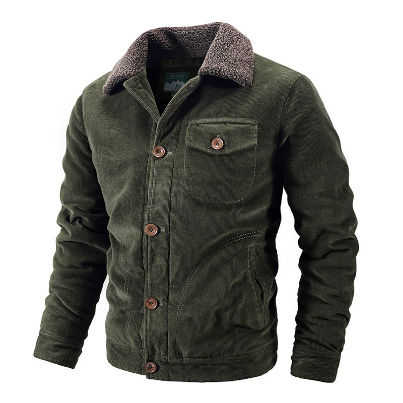 Veste d'hiver homme avec fourrure et style velours côtelé