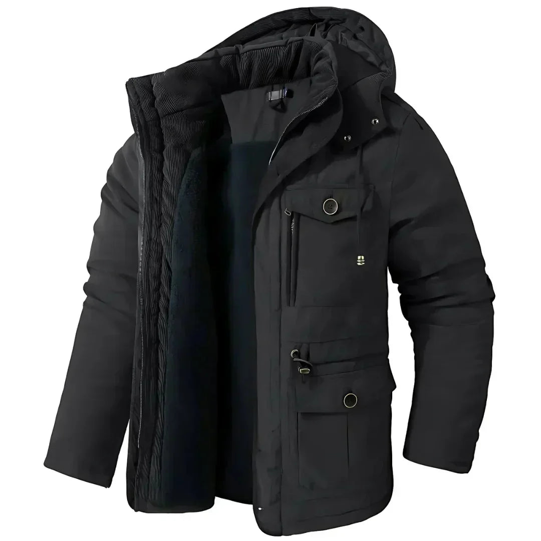 Manteau d'hiver homme chaud à capuche polaire