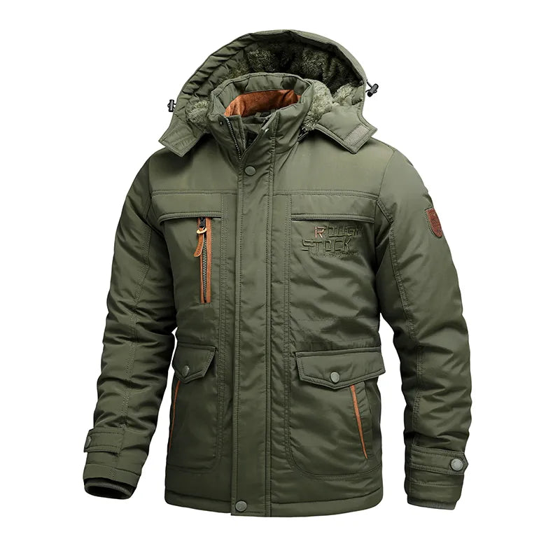 Parka d'hiver doublé polaire pour homme à capuche