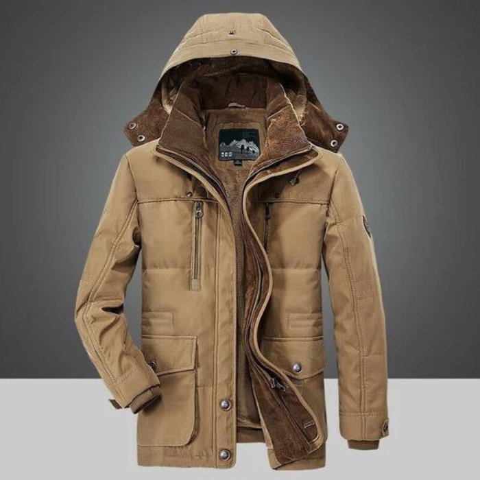 Veste d'hiver pour hommes chaude à capuche doublée Sherpa