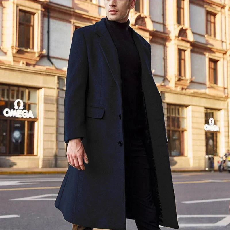 Manteau de laine long élégant pour homme