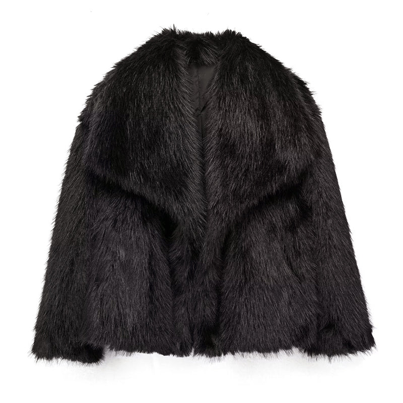 Veste courte en fausse fourrure tendance Col oversize