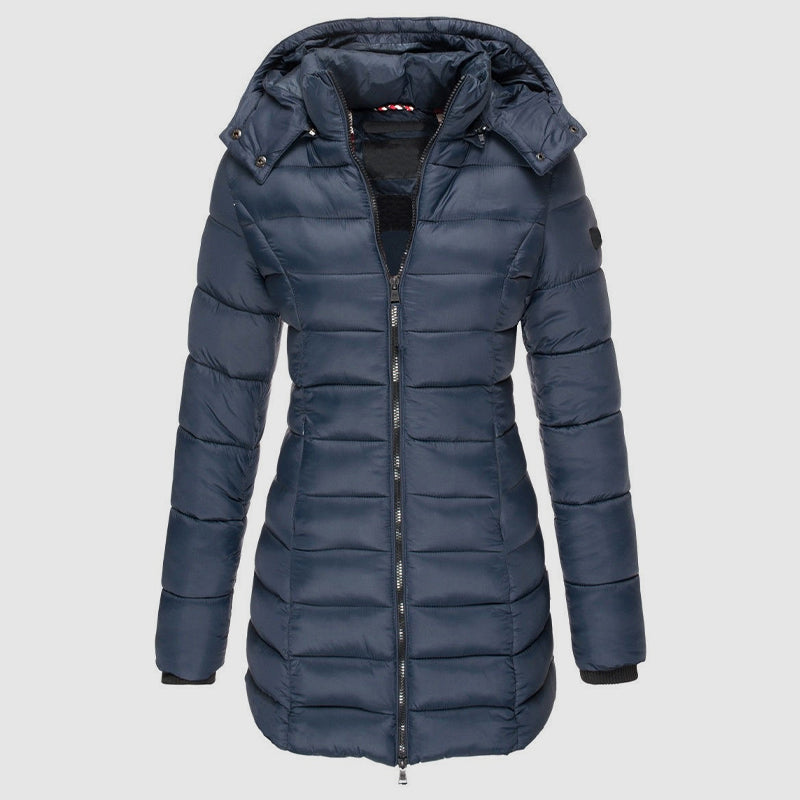 Longue doudoune femme coupe slim avec capuche