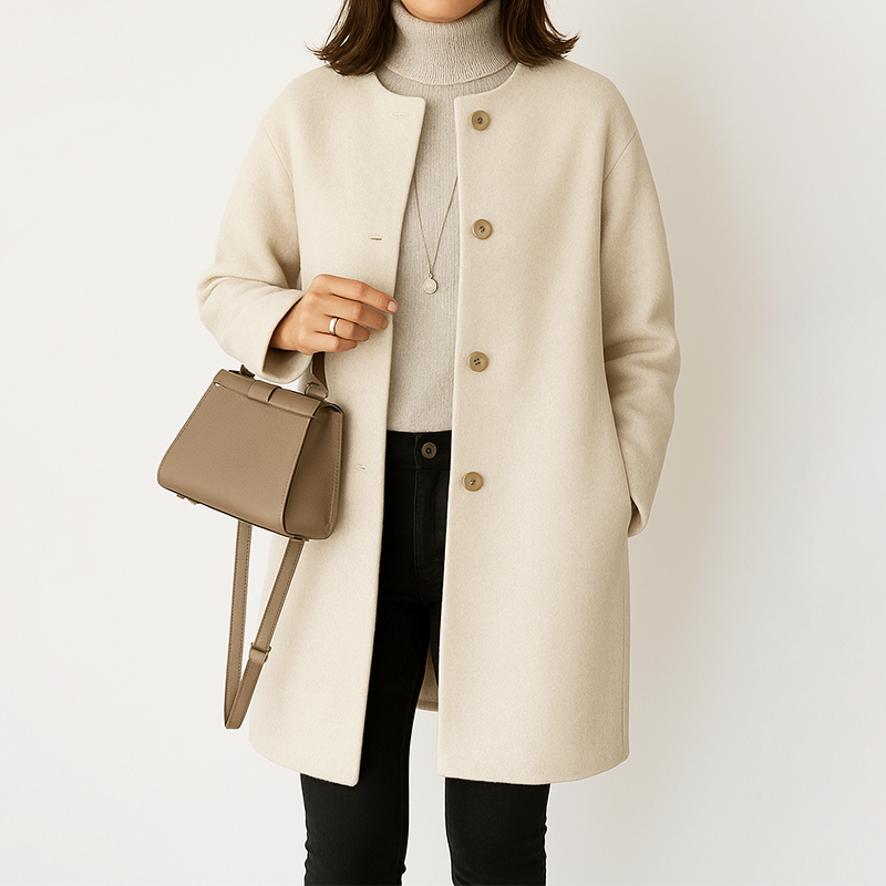 Manteau mi-long femme col rond Coupe