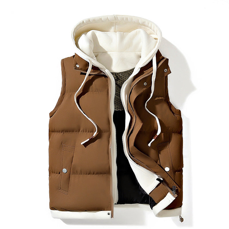 Gilet à capuche stylé, rembourré, avec poches
