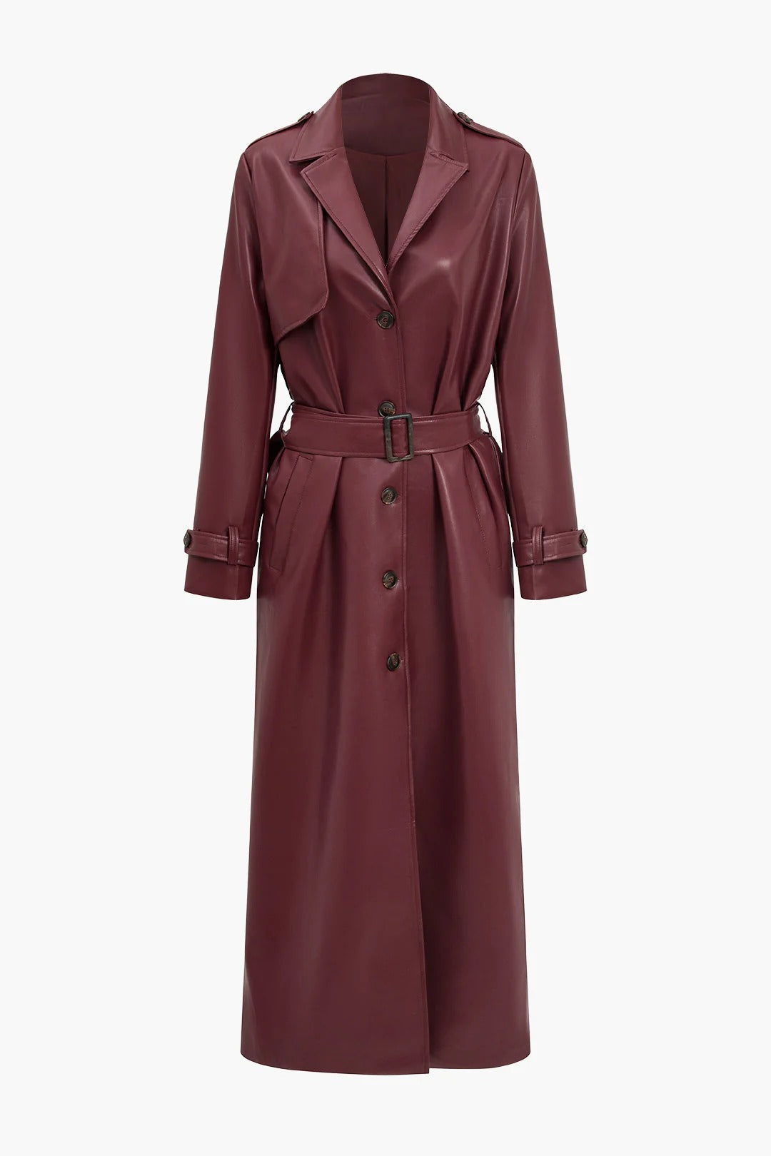 Manteau Trench Tatou Élégant Manches Longues Aspect Cuir