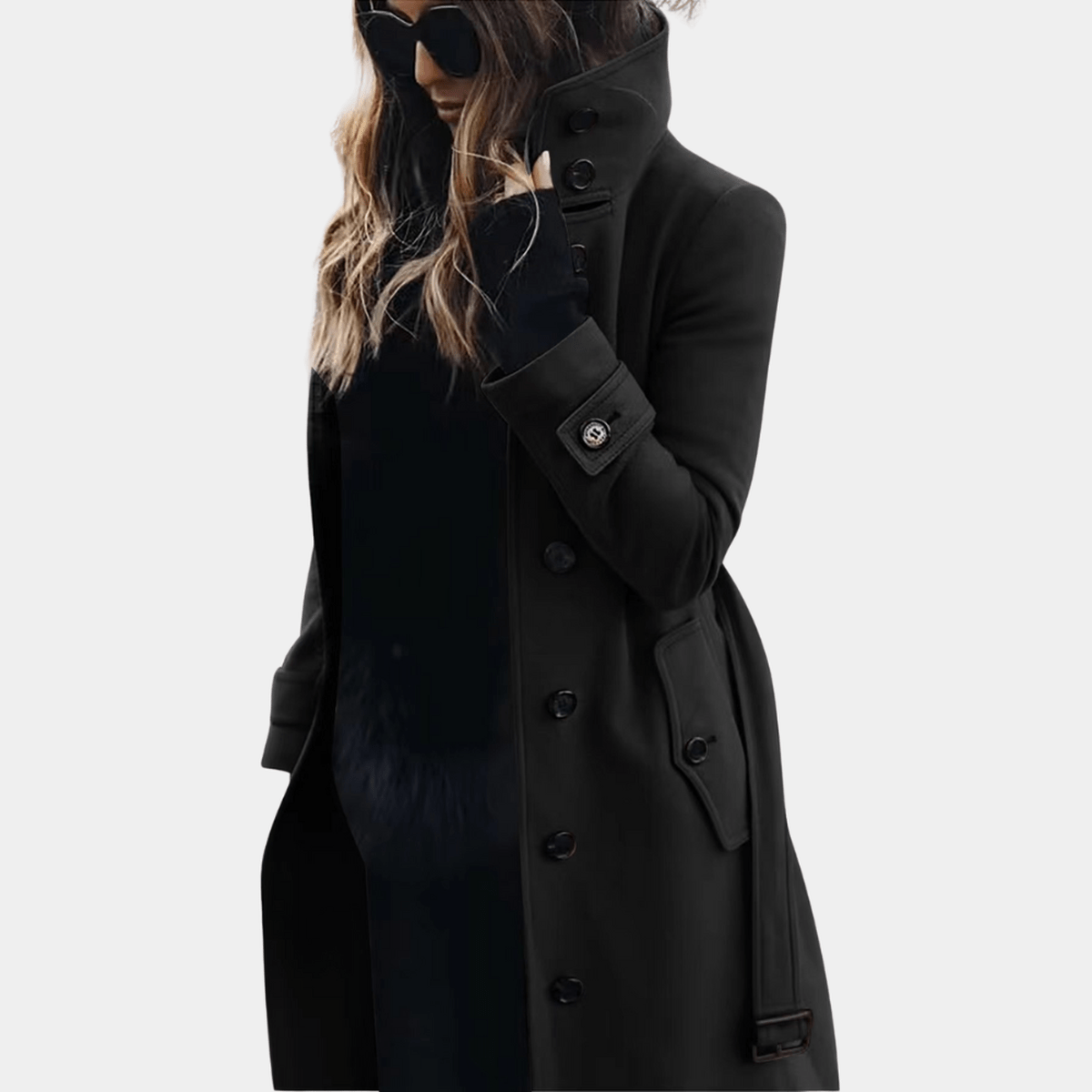 Trench-coat élégant femme hiver