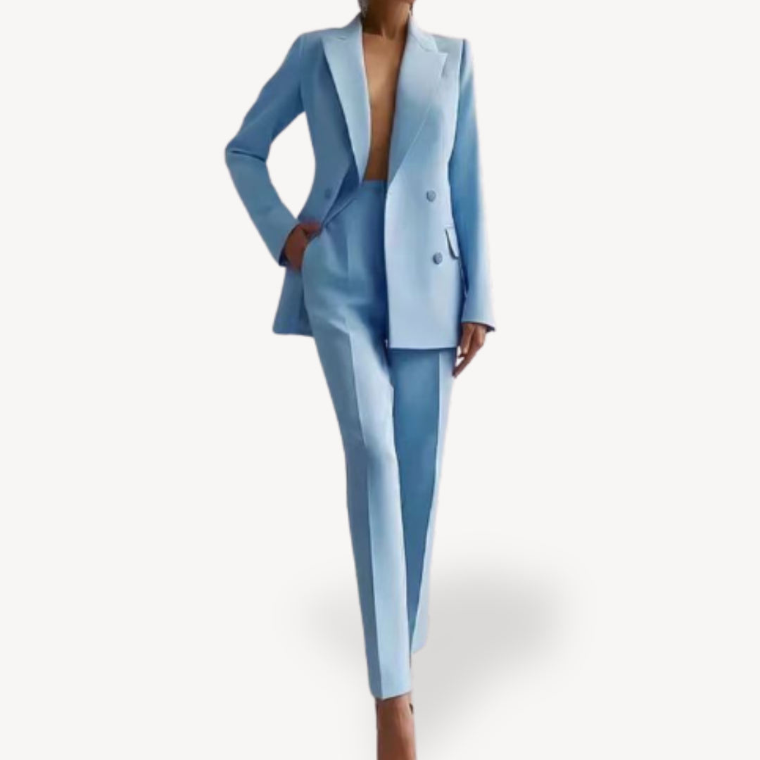 Ensemble tailleur femme élégant avec blazer long sur mesure