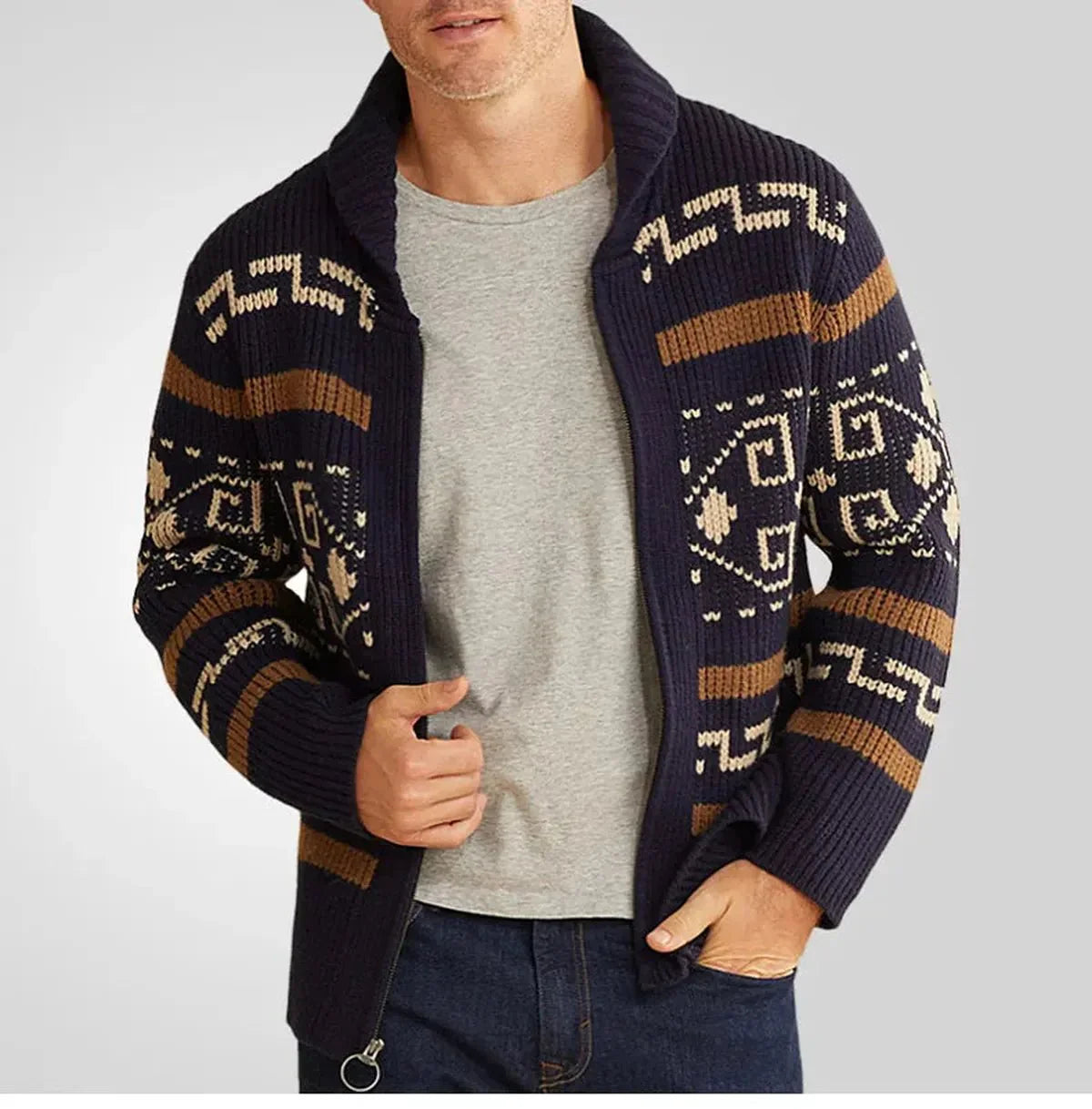 Gilet en tricot confortable pour homme avec motif
