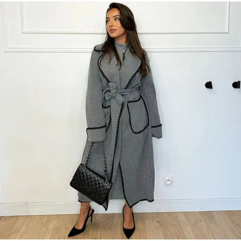 Manteau élégant pour femme Revers Poche Moderne
