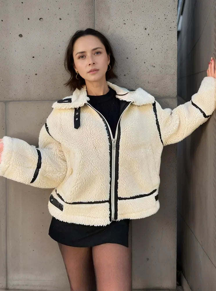 Veste femme mode col fourrure tendance