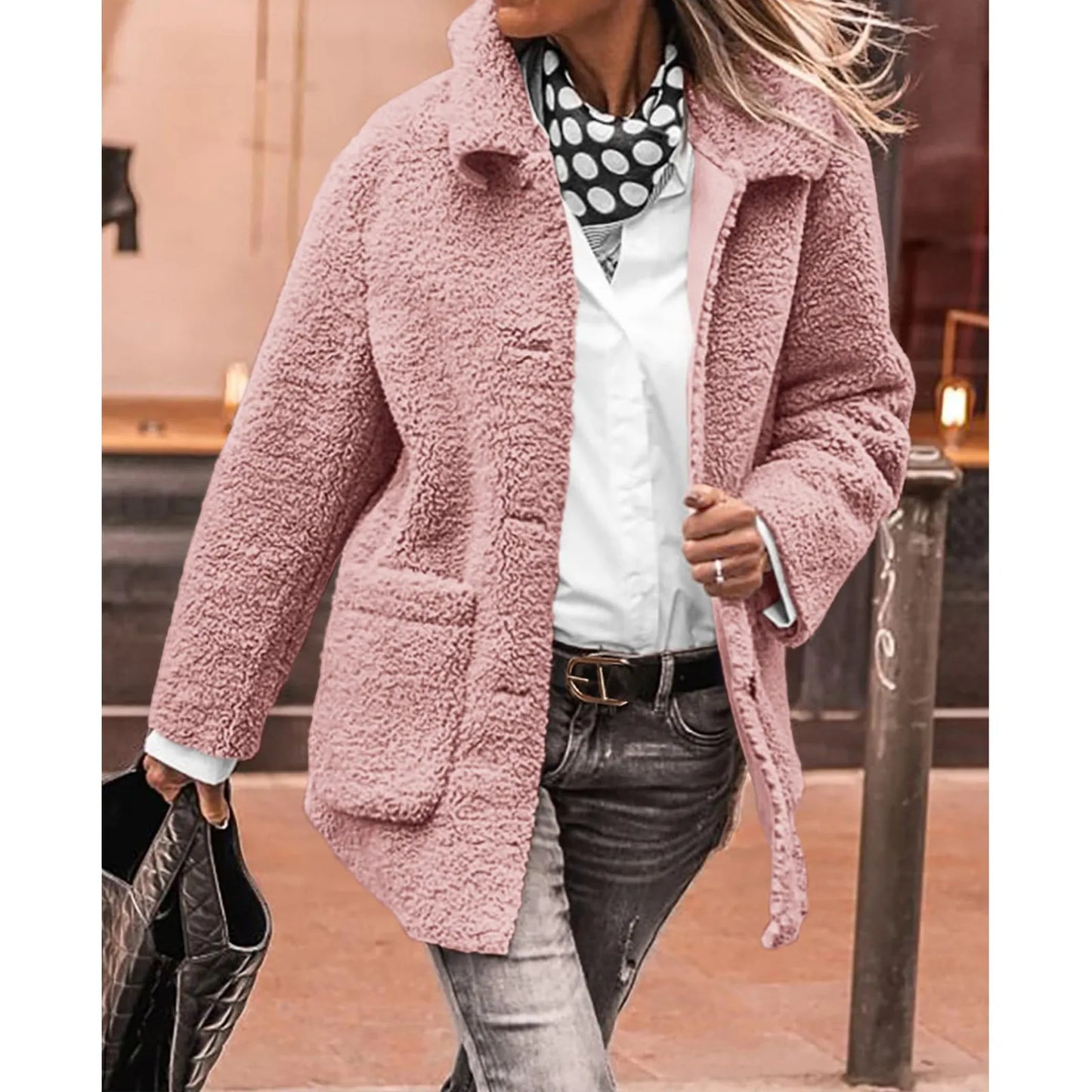 Manteau d'hiver femme boutons doublé doux