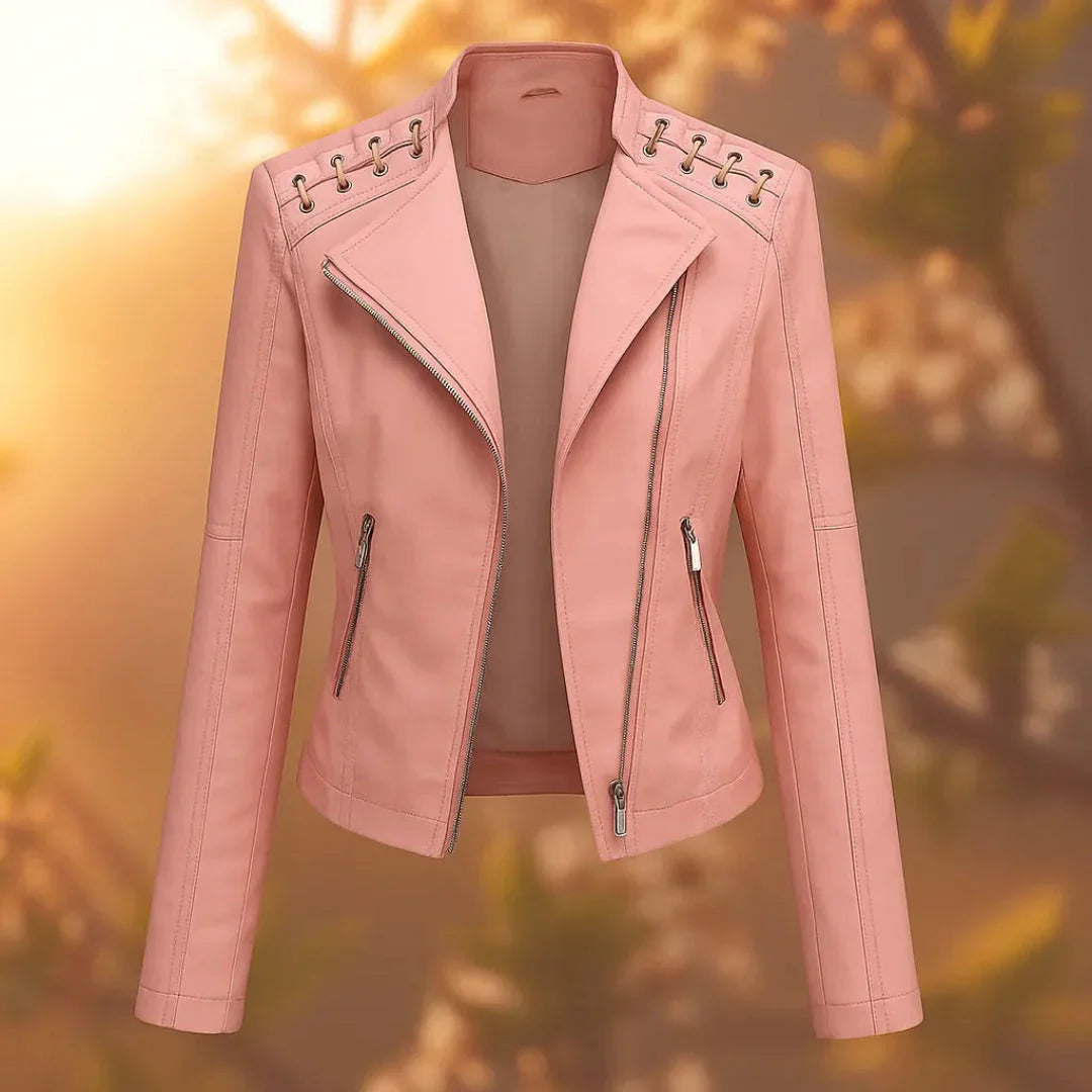 Veste en cuir élégante avec design de couture d'épaule