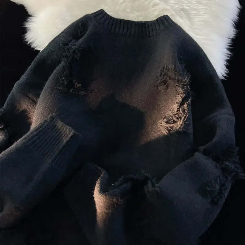 Pull déchiré coupe ample homme